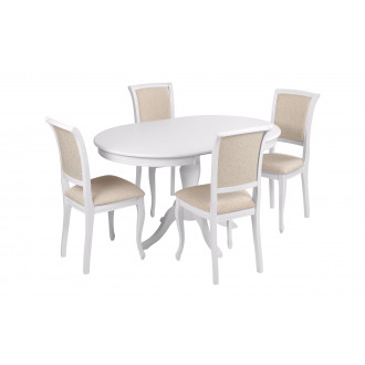 Обеденная группа Эгина Дионис (стол + 4 стула) (белая эмаль, Alba Cream)